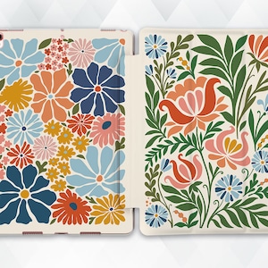 Flowers iPad case Aesthetic retro iPad Air 5 iPad 10th 9th Pro 12.9 11 10.2 10.9 Mini 6 for girls Cute floral art Colorful boho trendy case