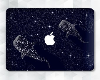 Ocean MacBook case Stars Aesthetic MacBook Pro 13 14 16 Air 13 15 inch m2 m3 m4 Cute whale shark Nature Dark navy blue night Trendy case