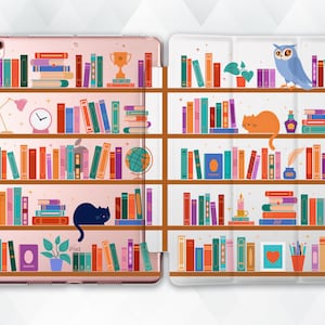 Books iPad case Cute Cats iPad Air 5 Air 4 iPad 10th 9th Pro 12.9 11 10.2 10.9 Mini 6th for Girls Kids Book Theme Design Literature cover