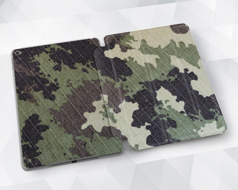 Camo iPad case Boys Men iPad 9.7 6th gen 2018 Kids Green iPad Pro 11 10.5 12.9 Mini 4 Air 3 For Men Military Camouflage Smart Cover Stand image 2