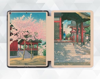Japan iPad case Aesthetic vintage iPad Air 11 iPad a16 11th 10th Pro 13 m5 Mini 7 Japanese art paintings Nature Pink sakura cherry cover