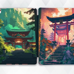 Japońskie etui na iPada Estetyczne Japonia iPad 10 10.2 9.7 Pro 11 10.5 12.9 Air 5 4 Mini 6 Anime Design Uroczy Natura Las Kreskówka Modna okładka