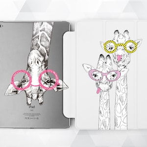 Giraffe iPad case Kids Cute iPad 9.7 6th gen 2018 Animal Girl iPad Pro 11 10.5 12.9 Mini 4 Air 3 Kawaii Africa Funny Smart Cover with Stand