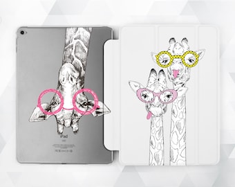 Giraffe iPad case Kids Cute iPad 9.7 6th gen 2018 Animal Girl iPad Pro 11 10.5 12.9 Mini 4 Air 3 Kawaii Africa Funny Smart Cover with Stand