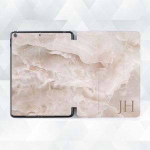 Initials iPad case Aesthetic custom iPad Air 5th iPad 10th 9th gen Pro 12.9 11 10.2 10.9 Mini 7 Personalized monogram Neutral marble cover