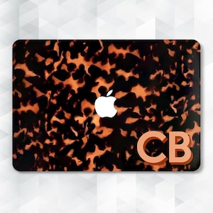 Initialen MacBook-hoes Esthetisch monogram MacBook Pro 13 14 Air 13 m2 m3 Air 15 Pro 16 inch Gepersonaliseerde schildpad aangepaste trendy hoes
