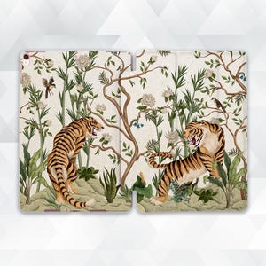 Tiger iPad case Aesthetic art iPad Air 11 iPad a16 10th 9th Pro 13 12.9 11 10.9 Mini 7 6 Vintage painting Nature  Chinoiserie style cover