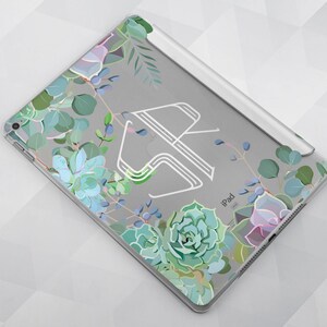 Personalized iPad case Cactus Monogram iPad 9.7 6th 10.2 7th gen Floral Succulent iPad Pro 11 10.5 12.9 Mini 5 Air 3 Initials Leaf Cover image 6
