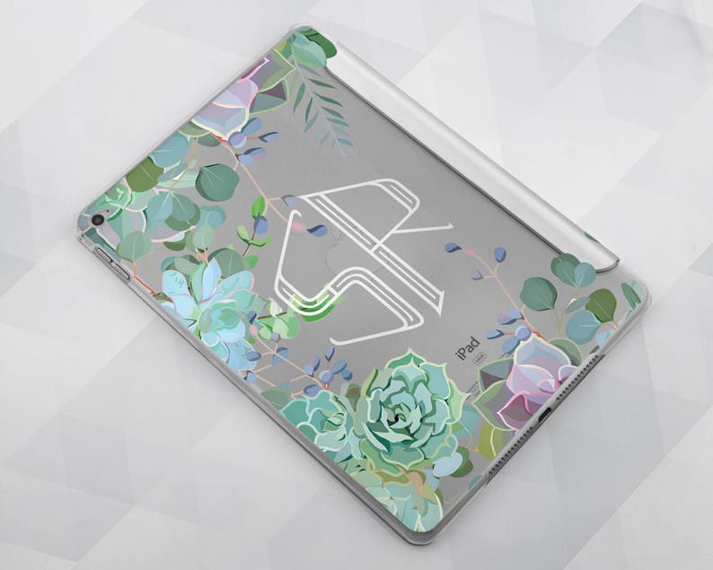 Personalized iPad case Cactus Monogram iPad 9.7 6th 10.2 7th gen Floral Succulent iPad Pro 11 10.5 12.9 Mini 5 Air 3 Initials Leaf Cover image 6