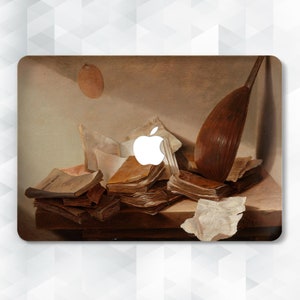 Books MacBook case Vintage painting MacBook Pro 13 14 inch Air 13 m2 Air m1 Pro 16 15 12 Aesthetic art Old shabby books Brown elegant cover