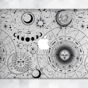 Stars MacBook case Vintage Zodiac MacBook Pro 13 16 Air 13 2020 12 15 Moon Sun Abstract Aesthetic Space Pattern Celestial Transparent cover