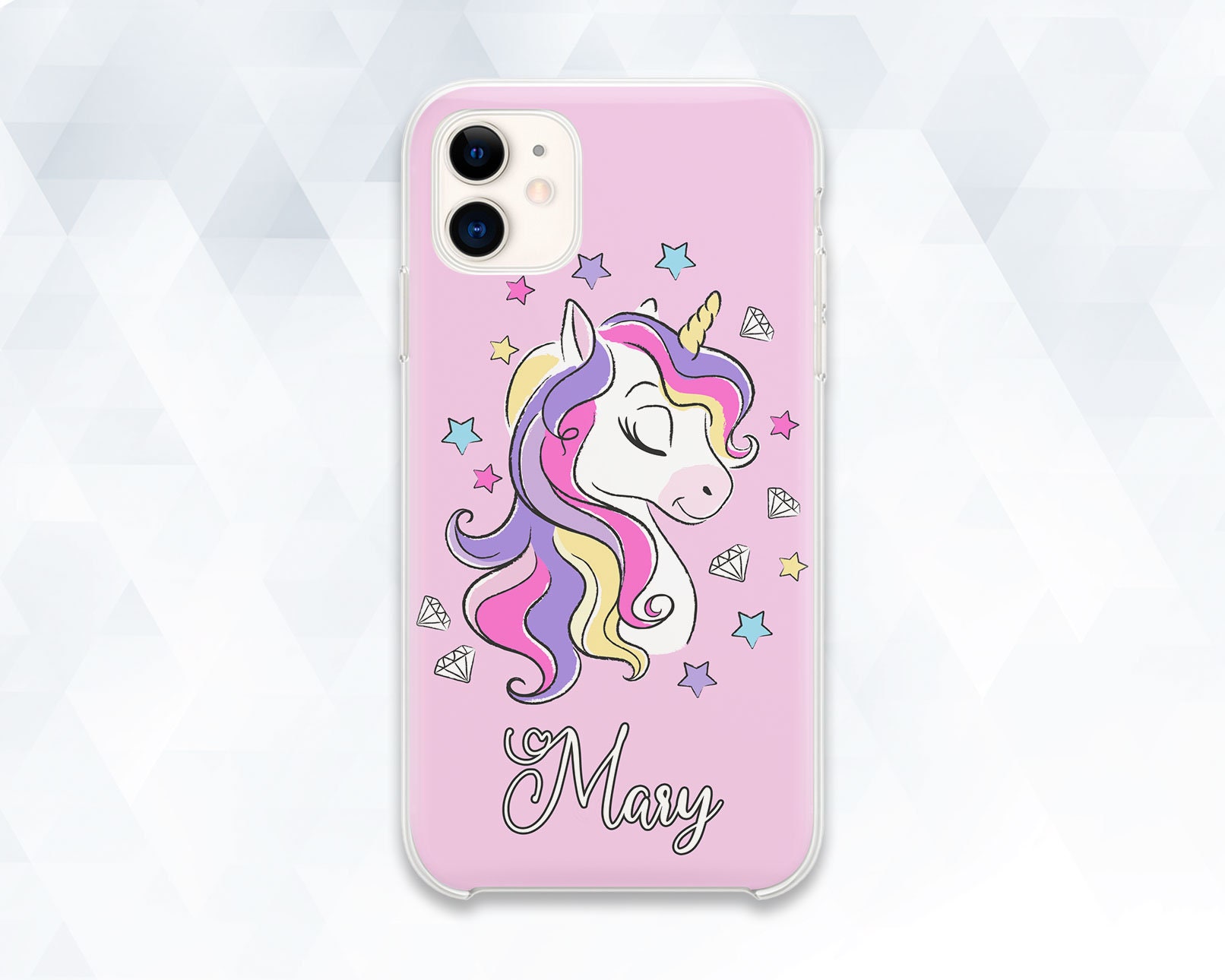 Unicorn iPhone Case Name Kawaii iPhone 13 12 11 XR Case Cute