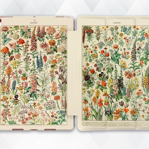 Flowers iPad case Aesthetic Floral iPad Air 5 4 iPad 10th 9th Pro 12.9 11 10.2 10.9 Mini 6th Vintage Book Botanical Art Plants Retro cover