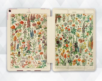 May include: A vintage illustration of various flowers with their names and descriptions in French. The illustration is printed on a white background and features a variety of colors, including red, yellow, blue, and green.