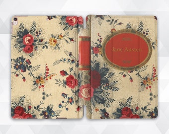 Book iPad case Vintage Girl iPad 9.7 6th gen Antique Cute iPad Pro 11 10.5 12.9 Mini 5 Air 3 Floral Old Book Style Flowers Retro Jane Austen
