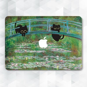 Monet MacBook case Cute cats MacBook Pro 13 14 inch Air 13 m2 Air 15 Pro 16 Vintage aesthetic painting Floral art Nature Black cats cover