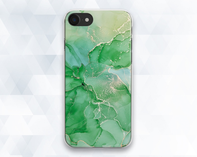 Marble iPhone case Green Aesthetic iPhone 12 11 XR 8 Abstract Jade case Galaxy s21 Pixel 5 for Girl Trendy Elegant Light Green Design cover image 3
