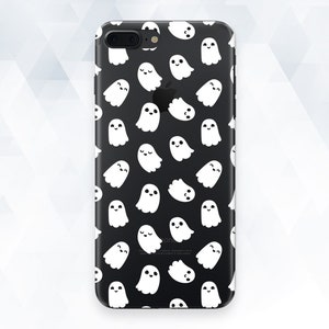 Ghost iPhone case Cute Kawaii iPhone 11 Pro XR X 8 7 Halloween Design case for Galaxy s20 Pixel 4 Funny Ghost Minimal Pattern Clear cover