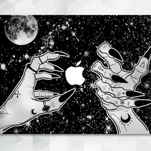 Hands MacBook case Witch Stars MacBook Pro 13 16 Air 13 2020 12 inch for Girl Goth Moon Space Dark Magic Night Mystical Gothic Horror cover