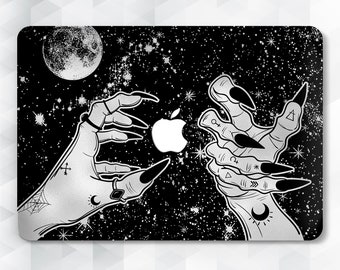 Hands MacBook Hülle Witch Stars MacBook Pro 13 16 Air 13 2020 12 Zoll für Girl Goth Moon Space Dark Magic Night Mystical Gothic Horror Cover