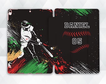 Name iPad case Custom Baseball iPad 10th 10.2 9th 9.7 Pro 11 10.5 12.9 Air 5 Mini 6 for Boys Men Aesthetic Personalized Sports Design cover