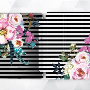 Floral iPad case Girl Flowers iPad 9.7 6th gen 2018 Cute Art iPad Pro 11 10.5 12.9 Mini 4 Air 3 2 Pink Roses Leaf Stripes Watercolor Smart