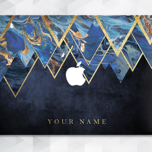 Marble MacBook case Name Blue MacBook Air 13 inch 2018 Pro 13 Pro 15 Geometric Custom MacBook 12 inch Gold Personalized Girl Men Hard case