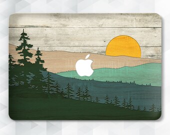 Nature MacBook case Wood Aesthetic MacBook Pro 14 13 16 Air 13 M2 M1 15 12 for Men Landscape Trees Forest Wooden Style Design Trendy cover