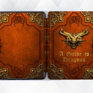 Vintage iPad case Dragons Book iPad 10.2 9th Pro 11 10.5 12.9 2021 Air 4 10.9 Mini 6 for Boys Men Dragon Nerd Aesthetic Old Book Style cover