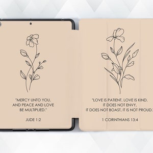 Aesthetic iPad case Quotes Cute iPad Air 5 4 iPad 9th gen Pro 12.9 2022 10.2 10.9 Mini 6 Cute Flowers Bible Verses Religious Christian cover