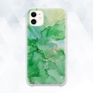 Marble iPhone case Green Aesthetic iPhone 12 11 XR 8 Abstract Jade case Galaxy s21 Pixel 5 for Girl Trendy Elegant Light Green Design cover image 1