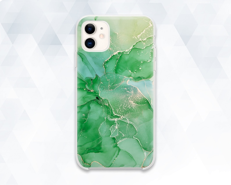 Marble iPhone case Green Aesthetic iPhone 12 11 XR 8 Abstract Jade case Galaxy s21 Pixel 5 for Girl Trendy Elegant Light Green Design cover image 1