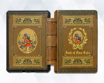 Étui pour livre Kindle mignon 11e génération vintage Paperwhite 11e 10e génération qui ressemble à un livre de contes de fées Couverture esthétique