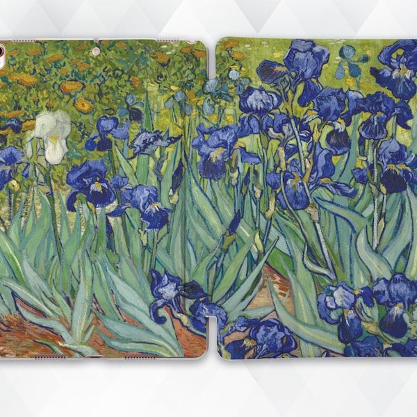Van Gogh iPad case Vintage Floral iPad 9.7 10.2 Pro 11 10.5 12.9 Air 4 Mini 5 Flowers Art Retro Green Blue Aesthetic Painting Irises cover