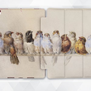 Birds iPad case Vintage Art iPad 9.7 10.2 7th Girls Cute iPad Pro 11 10.5 12.9 2020 Mini 5 Air 3 Animals Aesthetic Retro Painting Bird case