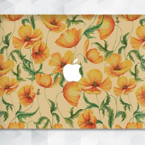 Etui na MacBooka Kwiaty Vintage Floral MacBook Pro 13 16 15 Air 13 cali Uroczy żółty MacBook 12 Dziewczęcy Kobiety Dziewczęcy pastelowy wzór roślin