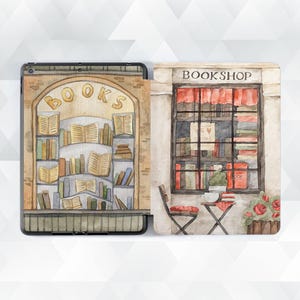 Books iPad case Cute aesthetic iPad Air 11 iPad 10th 9th Pro 11 m4 12.9 10.9 Mini 7 6 Trendy design for reader Bookshop drawings cover