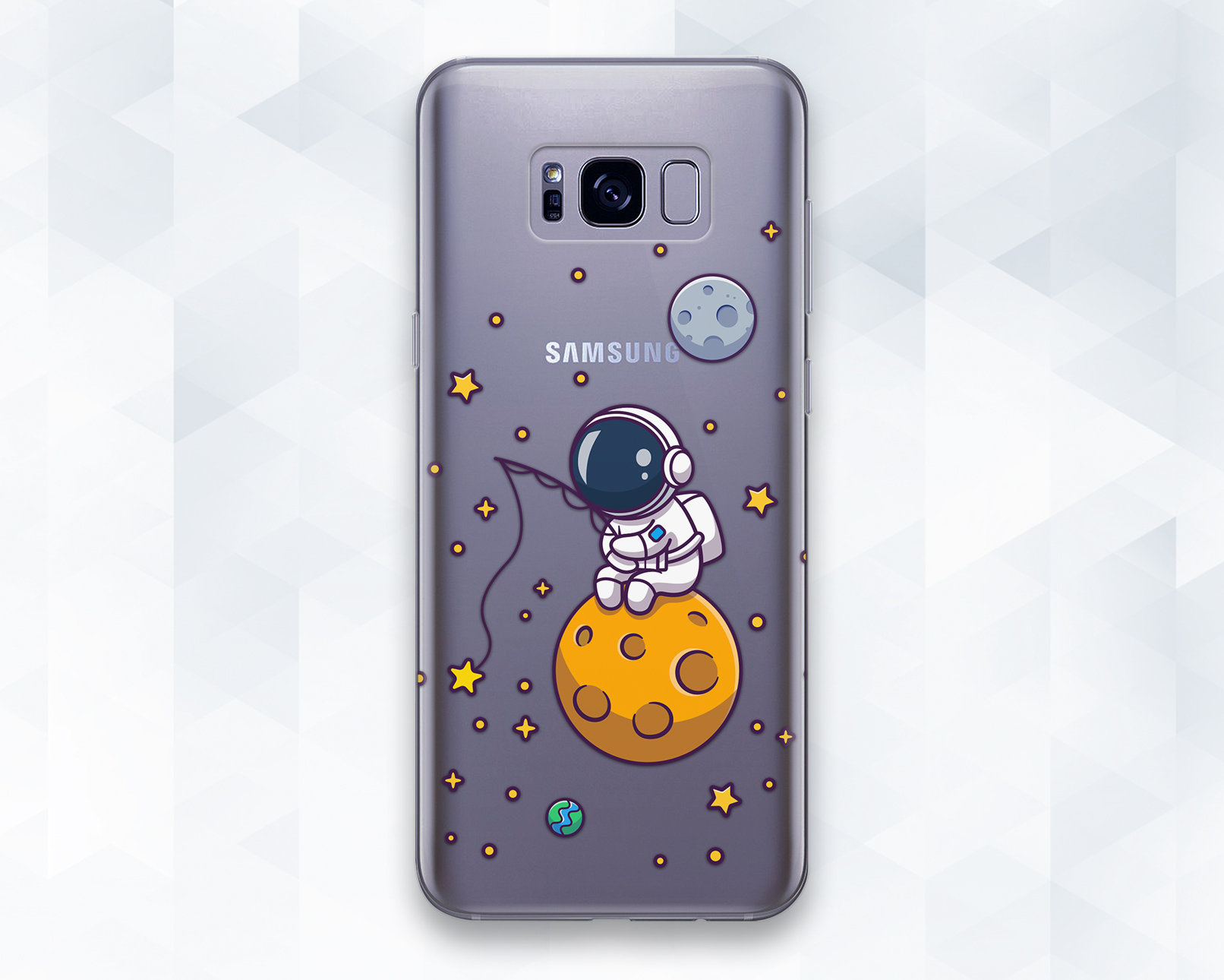 Cute Cartoon Astronaut Planet Star Phone Case for iPhone 13 Pro Max 12 Mini 11 XS XR 7 8 Plus Transparent Soft Shockproof Cover,Hanging Astronaut,for iPhone 13 Mini