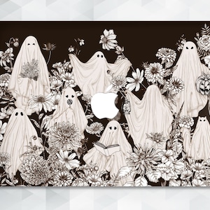 Horror MacBook case Cute ghosts MacBook Pro 13 14 inch Air 13 m2 Air m1 Pro 16 15 Aesthetic Halloween Flowers Goth floral dark spooky cover