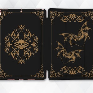 Bat iPad case Goth Aesthetic iPad 10.2 9.7 Pro 11 10.5 12.9 Air 4 Mini 5 Book Style Skull Gothic Horror Occult Halloween Witch Voodoo cover