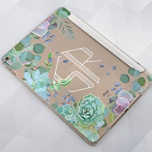 Personalized iPad case Cactus Monogram iPad 9.7 6th 10.2 7th gen Floral Succulent iPad Pro 11 10.5 12.9 Mini 5 Air 3 Initials Leaf Cover image 5