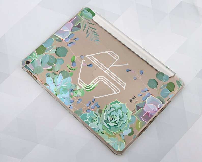 Personalized iPad case Cactus Monogram iPad 9.7 6th 10.2 7th gen Floral Succulent iPad Pro 11 10.5 12.9 Mini 5 Air 3 Initials Leaf Cover image 5