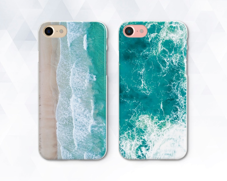 Ocean iPhone case Girl Men iPhone XR Xs 8 7 6 Couple Beach case for Samsung Galaxy s10 Plus s9 Note 9 Pixel 3 Nature Matching Wave Nautical 
