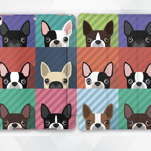 Dog iPad case Cute Kawaii iPad 9.7 10.2 7th gen Kids Girl iPad Pro 11 10.5 12.9 Mini 5 Air 3 Rainbow Animal Funny Boston Terrier Stand Cover