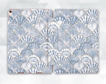 Ocean iPad case Aesthetic shells iPad Air 11 m3 iPad a16 11th 10th Pro 13 12.9 Mini a17 7 Blue seashells Girly beachy trendy coastal case