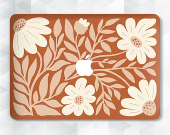 Flowers MacBook case Aesthetic boho MacBook Pro 13 14 inch Air 13 m2 Air m1 Pro 16 15 12 Cute daisies Floral neutral trendy terracotta cover