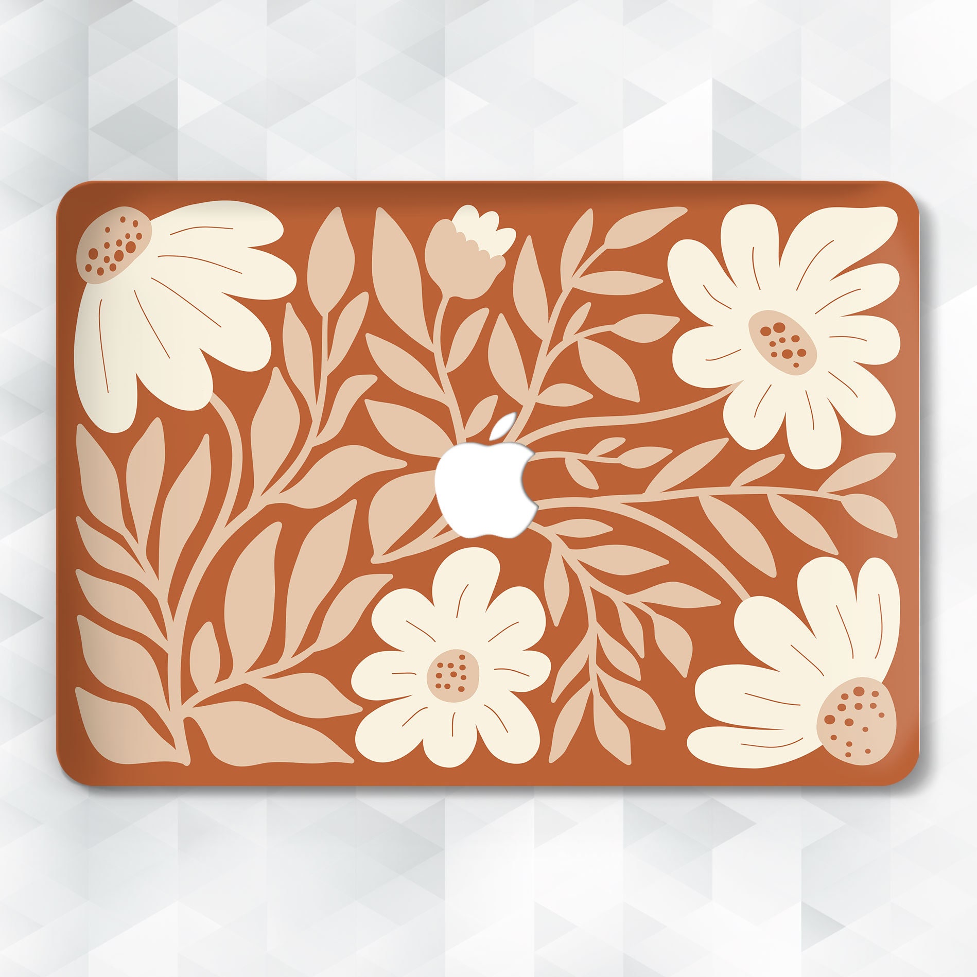 Etui na MacBooka w kwiaty Estetyczny boho MacBook Pro 13 14 cali Air 13 m2 Air m1 Pro 16 15 12 Słodkie stokrotki Kwiatowe, neutralne, modne etui w kolorze terakoty