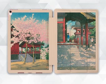 Aesthetic iPad case Japanese art iPad Air 11 iPad a16 11th 10th Pro 13 m5 Mini 7 Japan Vintage paintings Pink sakura Nature Elegant cover