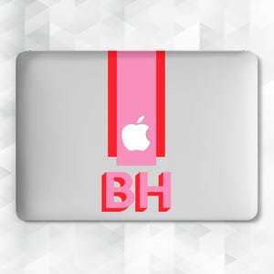 Initialen MacBook-hoes Esthetisch gepersonaliseerd MacBook Pro 13 14 Air 13 m2 m3 Air 15 Pro 16 Roze rood aangepast monogram Y2K Eenvoudige trendy hoes
