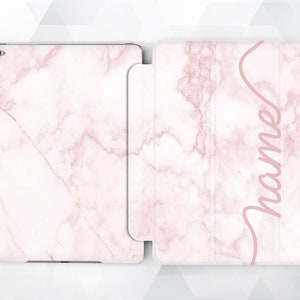 Marble iPad case Girl Name iPad 9.7 6th gen 2018 Cute Personalized iPad Pro 11 10.5 12.9 Mini 4 Air 3 Monogram Custom Initials Pink Cover